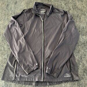 LL Bean Womens Medium Reflective Gray & Silver Windbreaker Full Zip Jacket